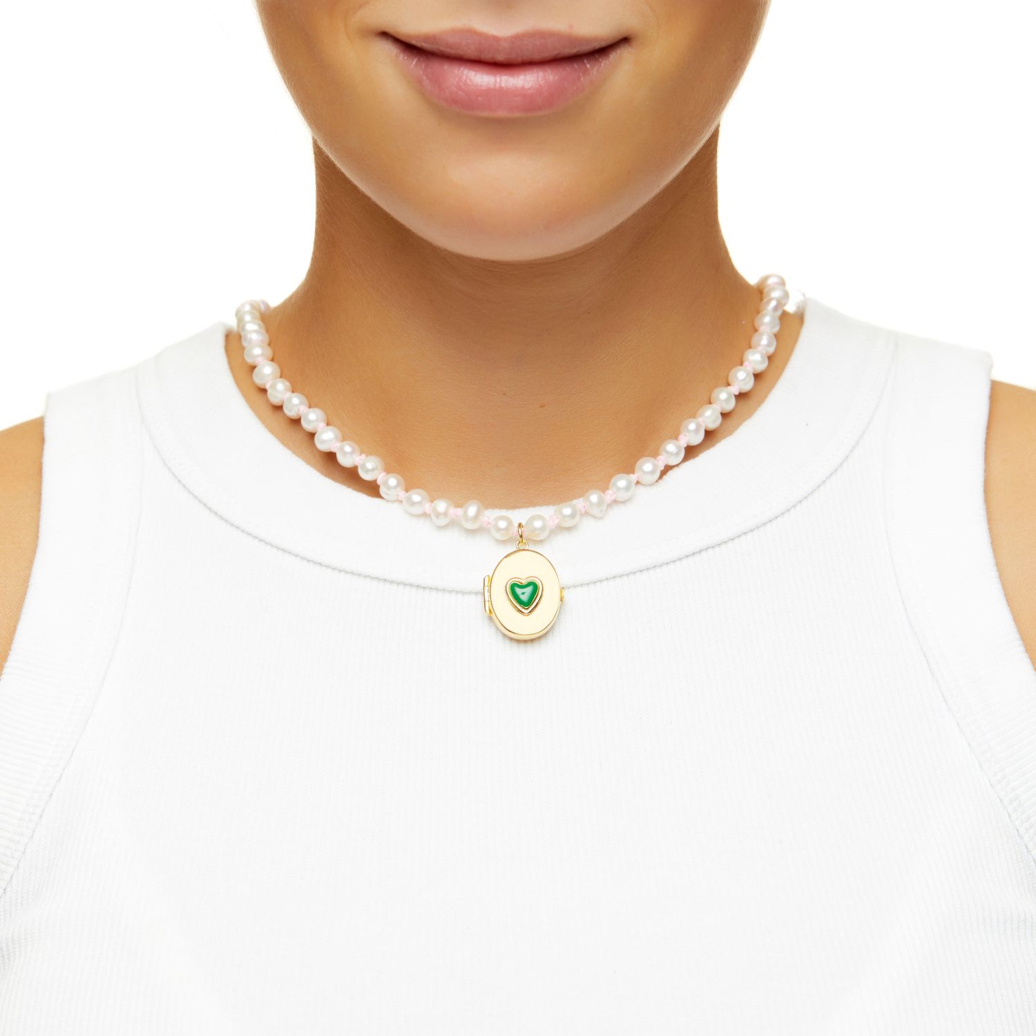 Колье Heart Locket Knitted Necklace – Green