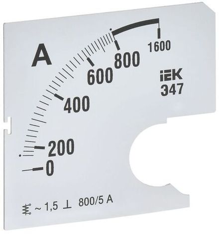 Шкала сменная для амперметра Э47 800/5А-1.5 72х72мм IEK IPA10D-SC-0800
