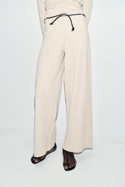 ZARA БРЮКИ-ПИКЕ С ПОЯСОМ, ЭКРЮ