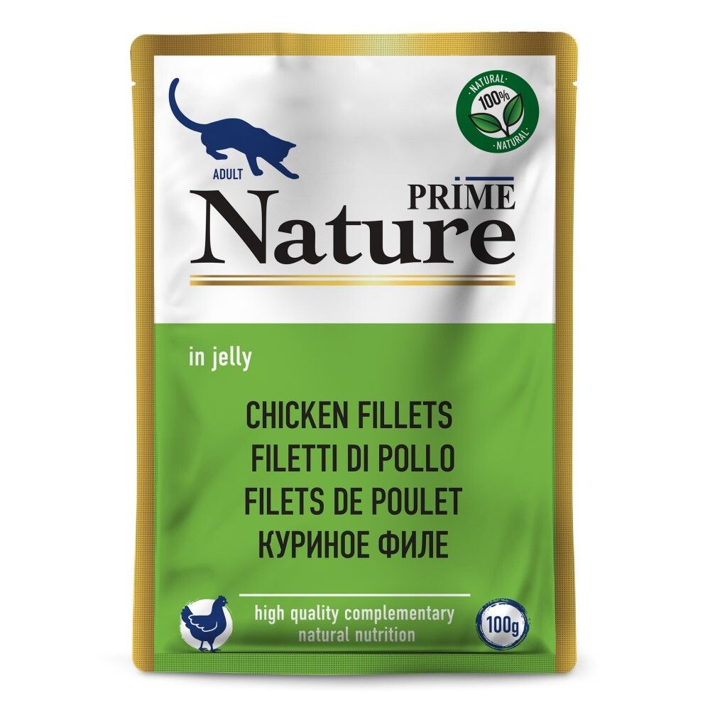Prime Nature 100 г - консервы (пакетик) для кошек с куриным филе (желе)