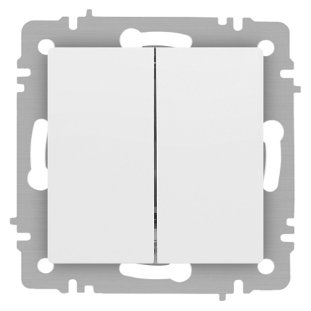 Переключатель Intro Accent 6-107-01М двойной, 10А-250В, IP20, СУ, AL/CU, белый матовый