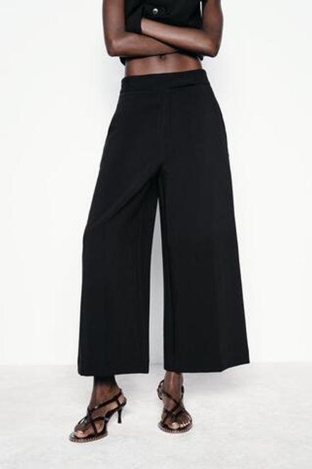 ZARA БРЮКИ-КЮЛОТЫ С ВЫСОКОЙ ПОСАДКОЙ, ЧЕРНЫЙ