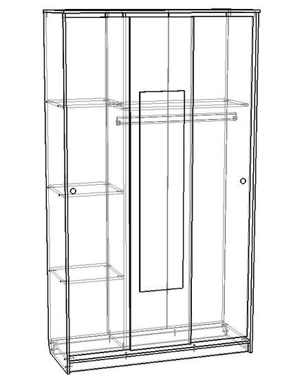 Шкаф-купе СТАЙЛ с зеркалом /1300*2300*500/ левый сосна винтерберг / сосна винтерберг