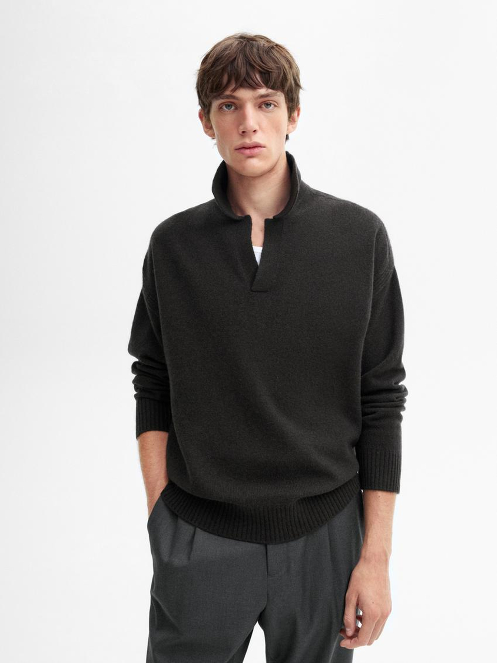 Massimo Dutti Свитер из смесовой шерсти, темно-серый