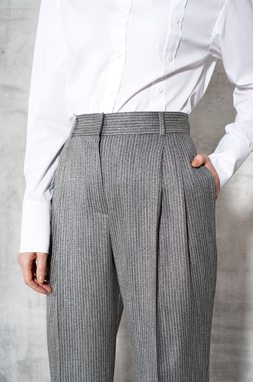 3854 Брюки женские (серый жаккард)