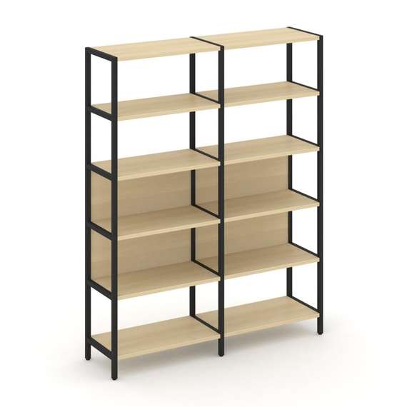 Shelf System Двухсекционный стеллаж пятиярусный SN.STM-521 Акация Лорка/Металл Черный 1590*400*1980