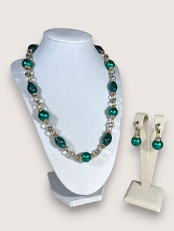 Комплект колье и серьги муранское стекло