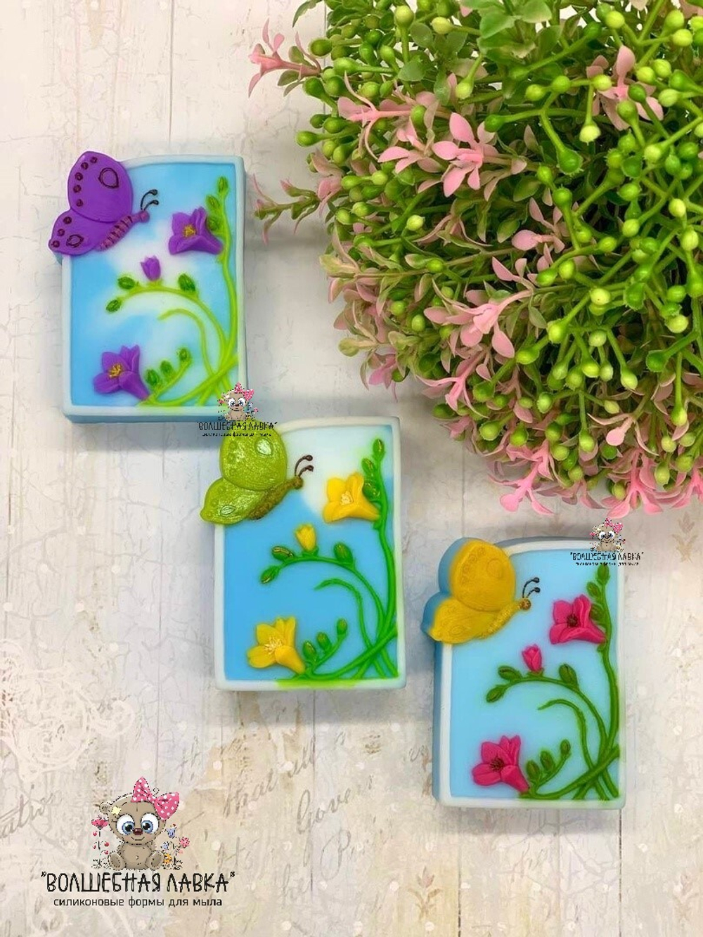 Силиконовая форма Бабочка с цветами