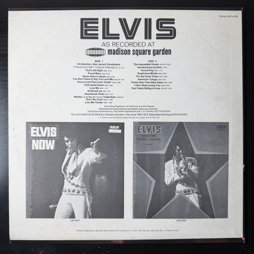 Elvis Presley ‎– Elvis As Recorded At Madison Square Garden (США 1972г.)