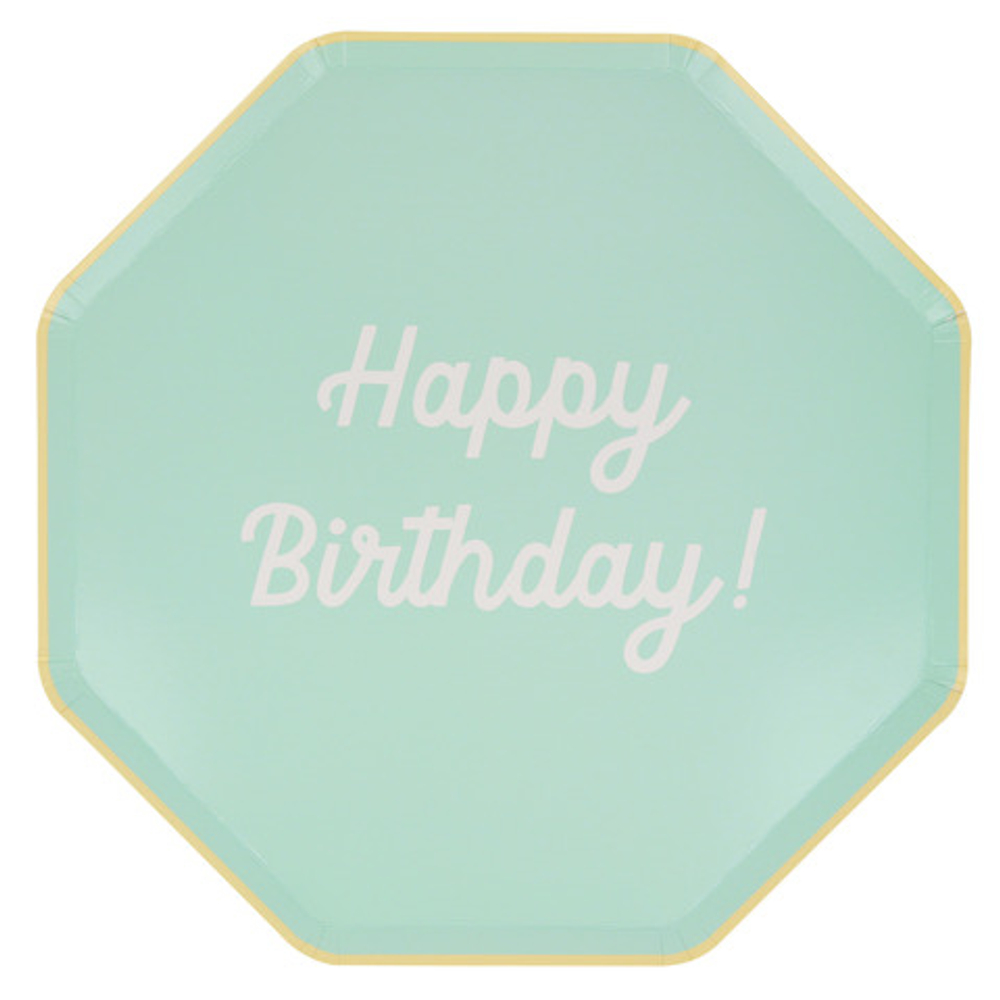 Тарелки большие цветные "Happy Birthday" 8 шт.