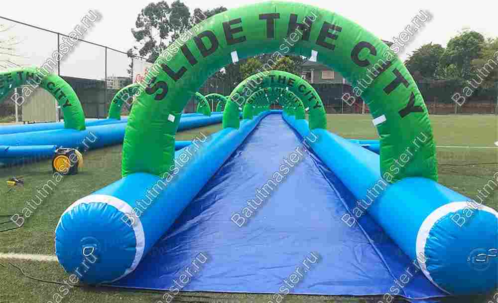 Водная горка без надувного дна, на подкачке ТУРБО "Хит",одинарная, 50*2*2 м