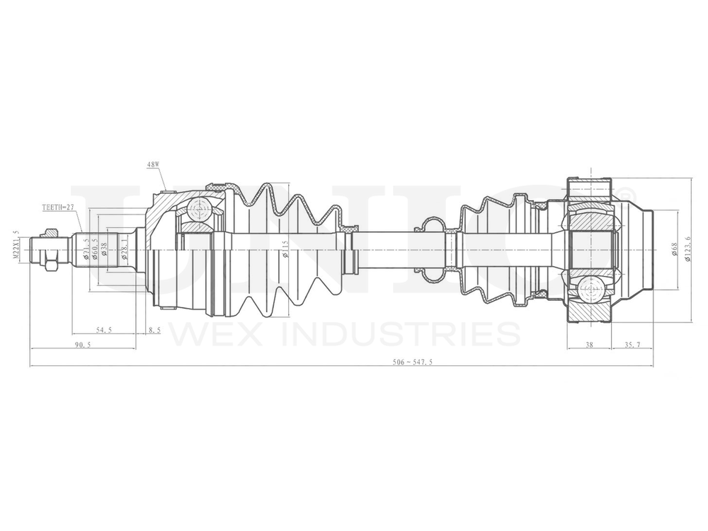 Привод в сборе передний левый/правый UNIO CVJ-10019