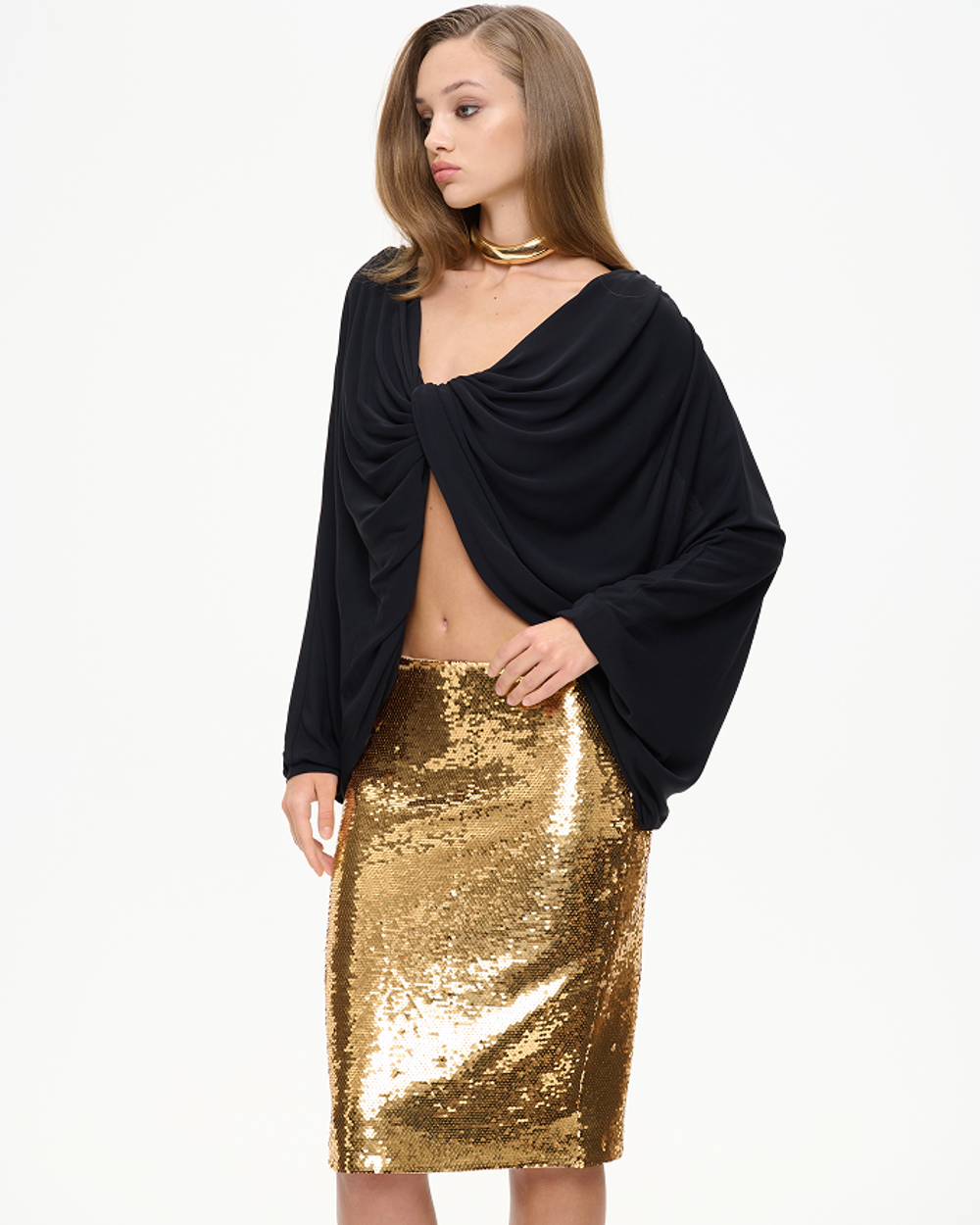 Драпированный топ из трикотажа