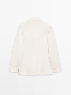 Massimo Dutti Двубортный пиджак из смесовой шерсти - Limited Edition, кремовый
