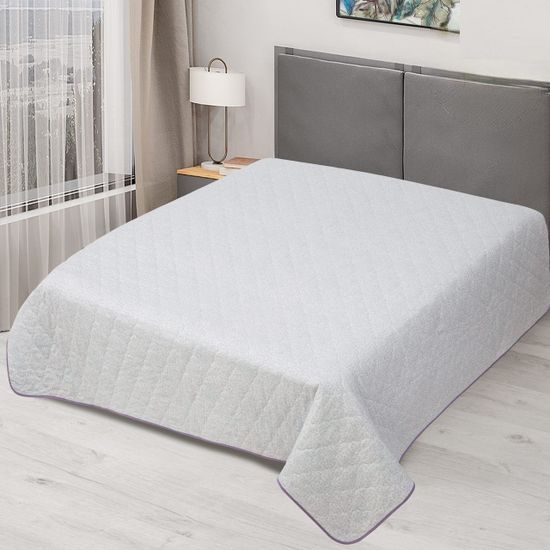 Покрывало-одеяло стеганное Серебряные листья бязь 200x215 см