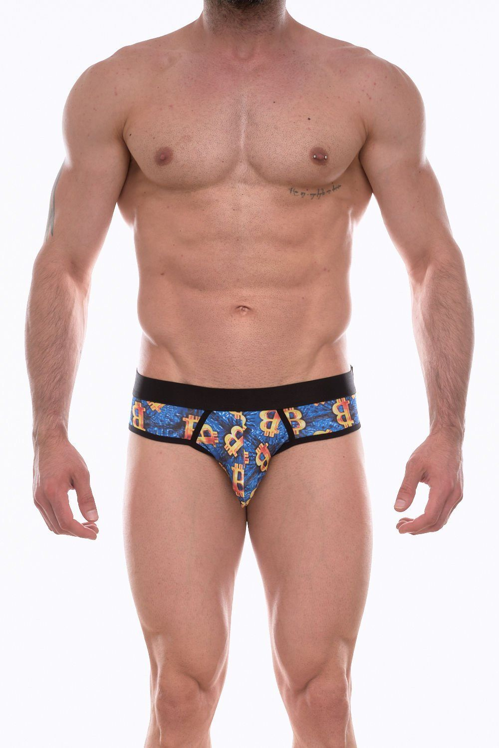 Синие трусы-брифы с разноцветным принтом Don Moris (Размер: M) (Цвет: синий)