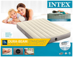 Мaтрас нaдувной Intex 64102 Deluxe Full 137х191х25 см / Крoвать нaдувная Интeкс полуторная велюровая для дома и туризма