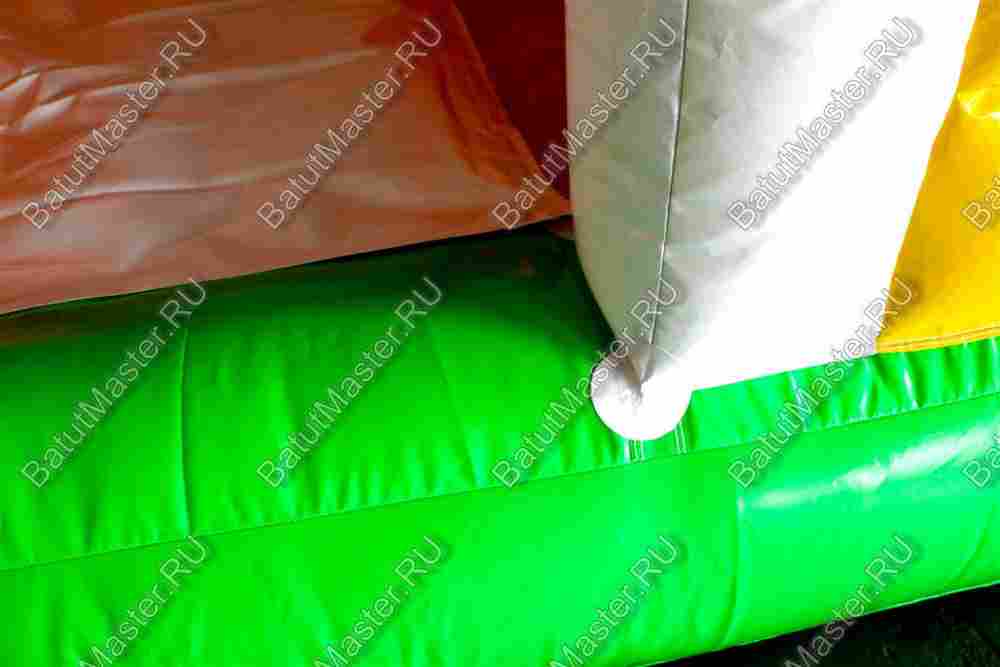 Надувной батут "Слоник в джунглях с двумя лестницами и широким скатом" 6*5*5.5 м