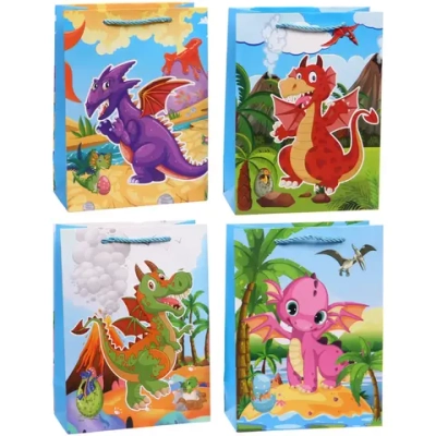 Пакет подарочный «Динозаврик» 18*24*8,5 см, микс