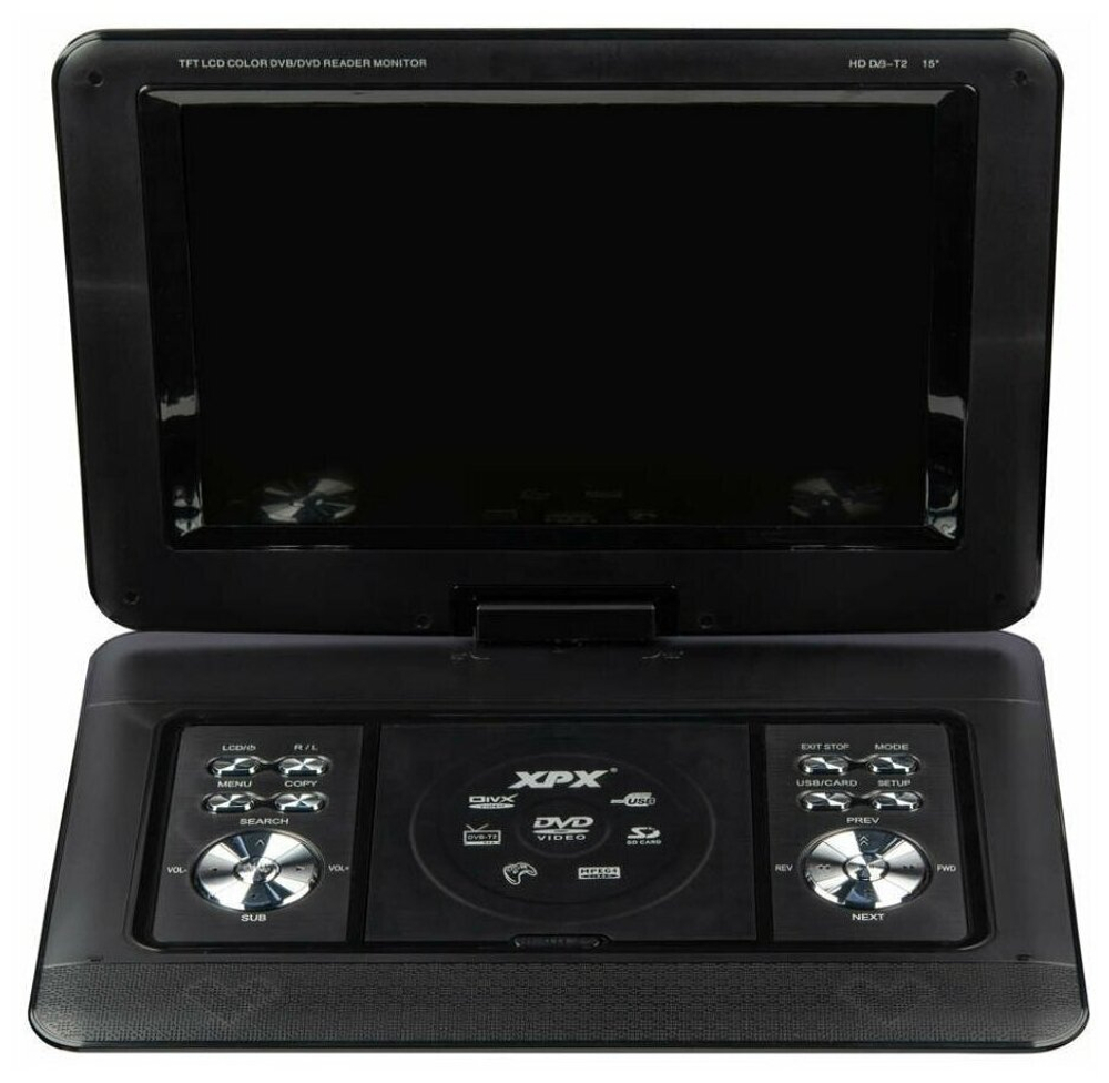 Портативный телевизор XPX EA-1569L с DVD и DVB-T2 15" (1366x768)