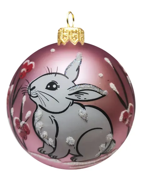 Стеклянный шар Крольчонок 65 мм., в подарочной упаковке, Коломеев (КУ-65-224218)