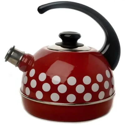 Чайник сферический со свистком 3,5л «Белые горохи» с2215