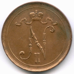 10 пенни 1916 год. Россия для Финляндии (Вензель Николая II). XF