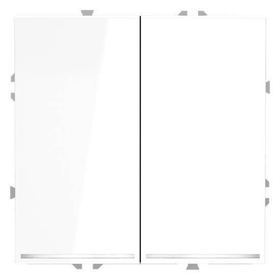 Выключатель встраиваемый VOLTUM S70 двухклавишный с подсветкой 10А, (белый глянцевый)