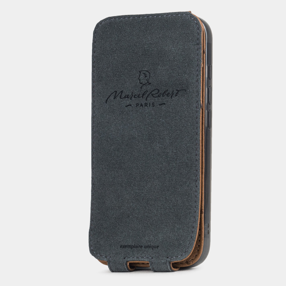 Кожаный чехол для iPhone 16 Pro, страус цвета карамель