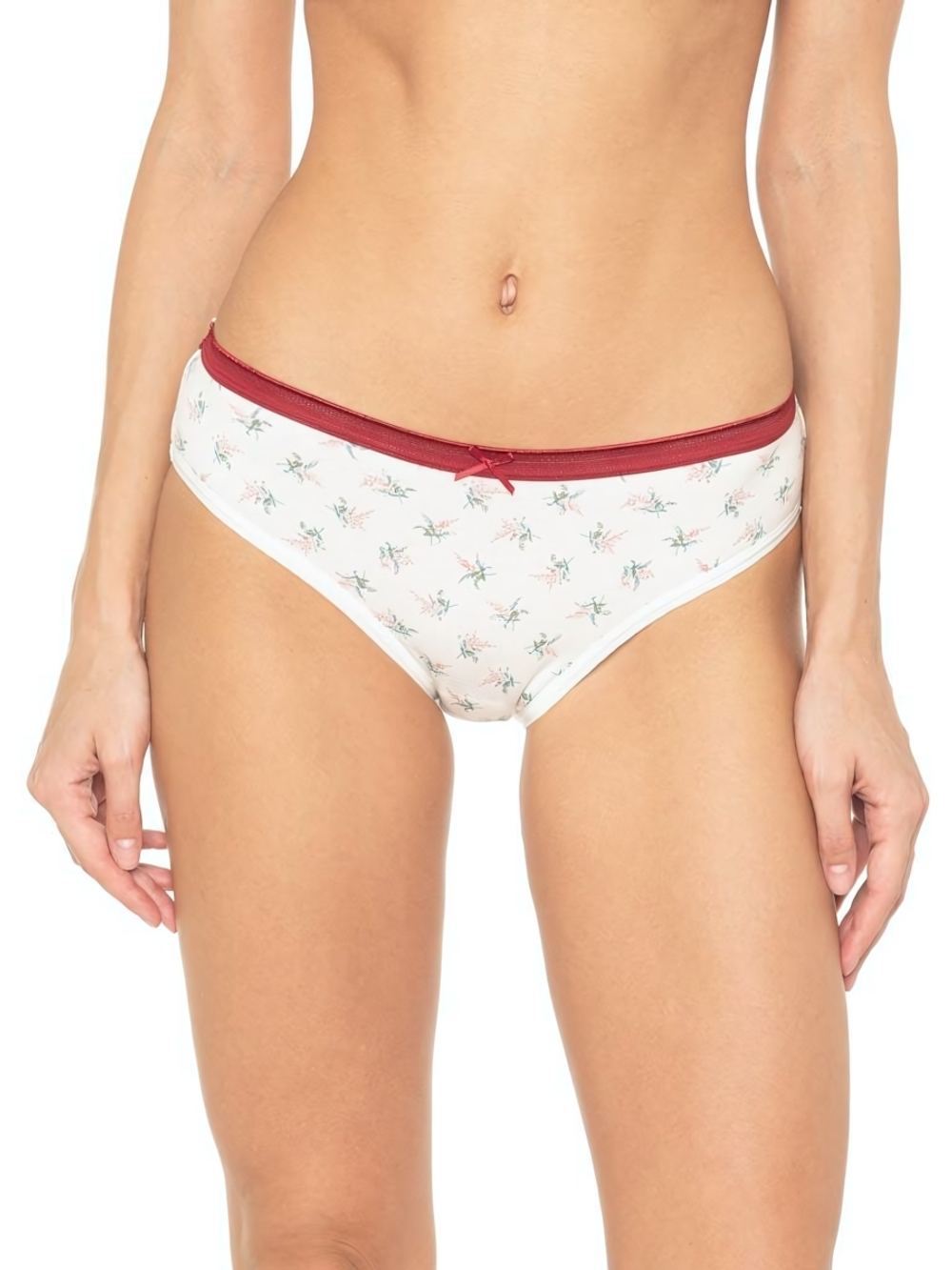 Трусики-слипы с цветочным рисунком (Размер: S) (Цвет: молочный)