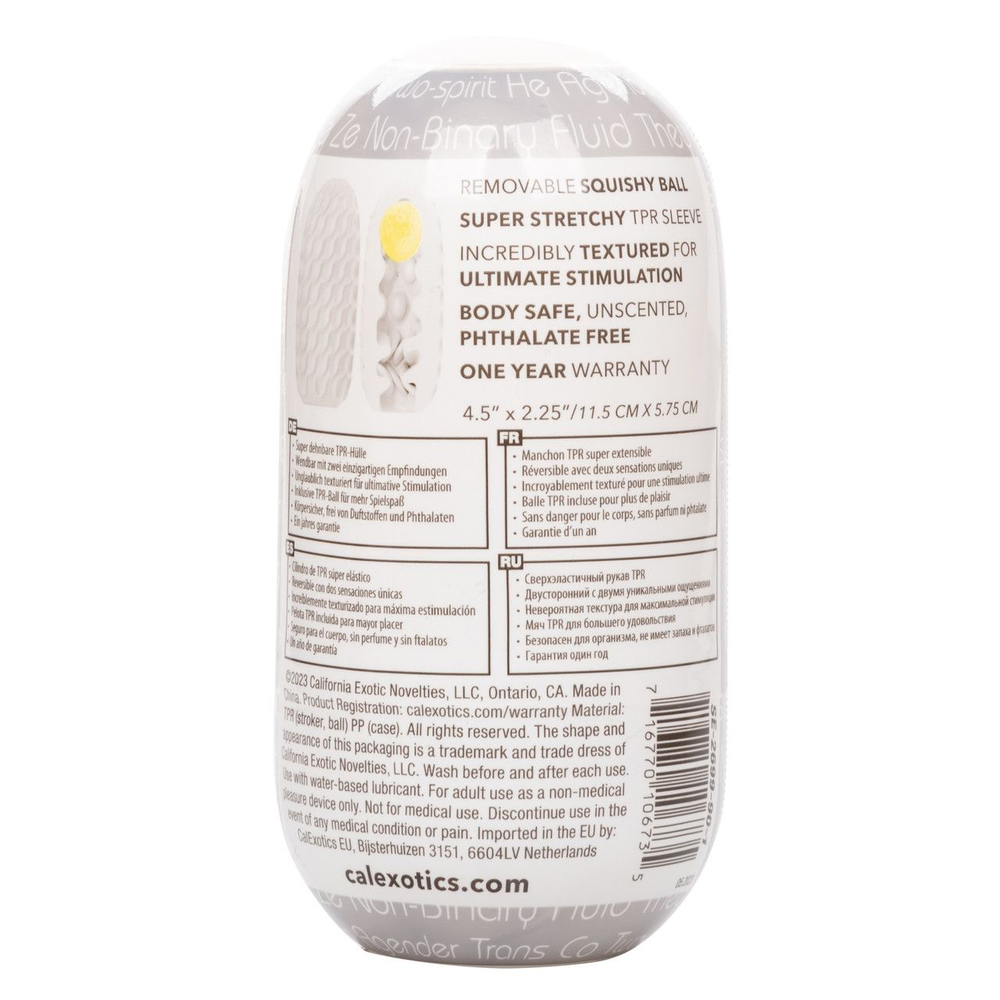 Двусторонний мастурбатор с желтым стимулирующим шариком Reversible Squishy Ball Stroker (Цвет: прозрачный)