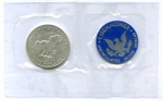 1 доллар 1971 год (S). США. Эйзенхауэр. Серебро, диаметр 38.1 мм. UNC с жетоном в родной запайке и конверте