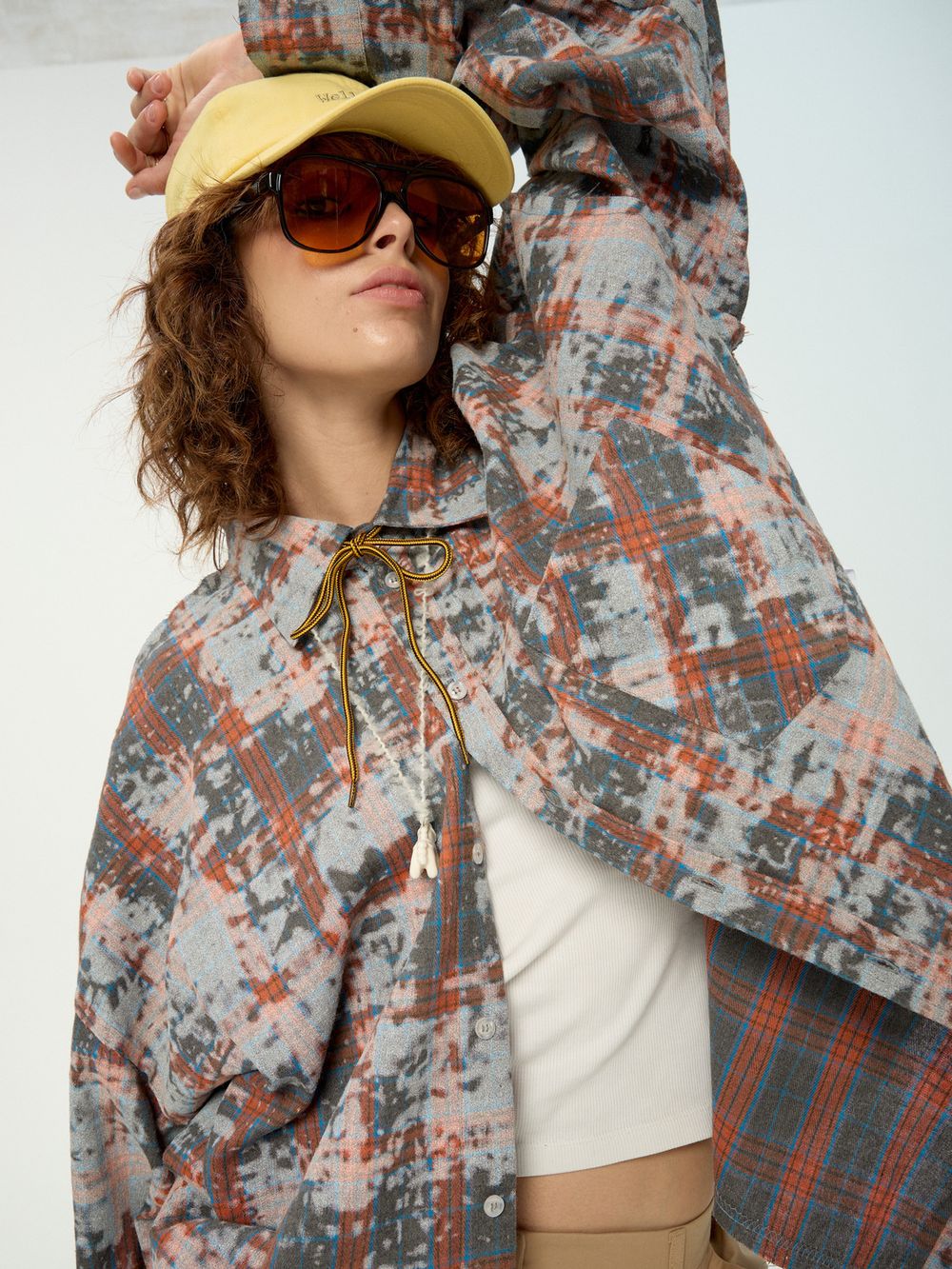 Купить Рубашка Kraizy Stripes Destroy серо-оранжевая Рубашка Kraizy Stripes Destroy серо-оранжевая