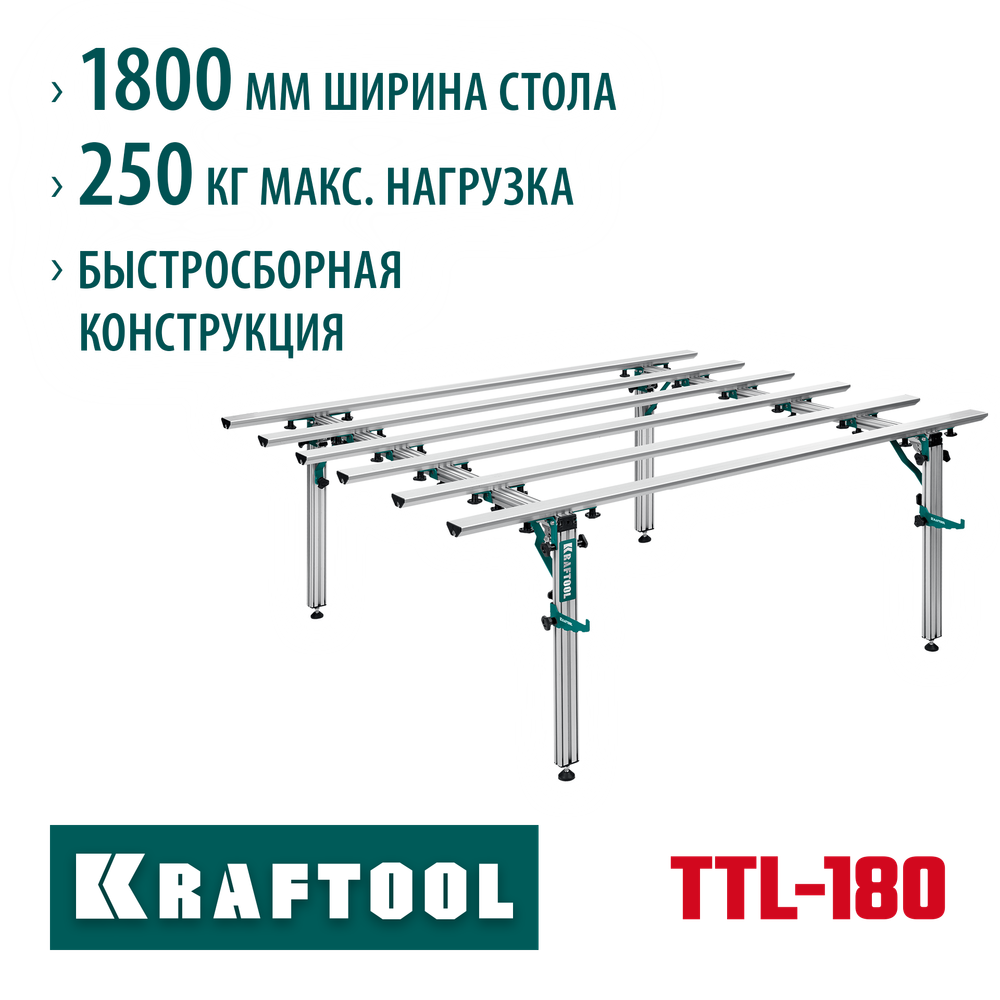 KRAFTOOL TTL-180 180х140х70 см, макс 250 кг, стол для работ с крупноформатными листовыми материалами (33253-180)