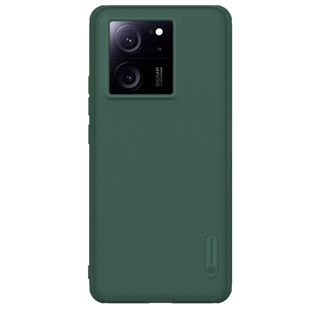 Противоударный чехол зеленого цвета (Deep Green) от Nillkin для Xiaomi 13T, 13T Pro и Redmi K60 Ultra, серия Super Frosted Shield Pro