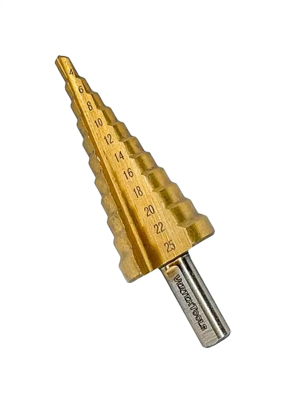 Сверло ступенчатое 4х25мм,11 ступ.,шаг 2мм VERTEXTOOLS 4-25