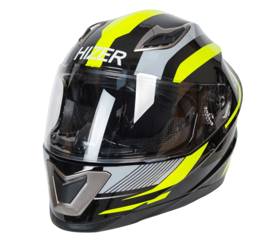 Шлем мото интеграл HIZER B562 №1 (XL) black/yellow