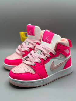 Детские высокие кожаные кроссовки Nike Air Jordan 1