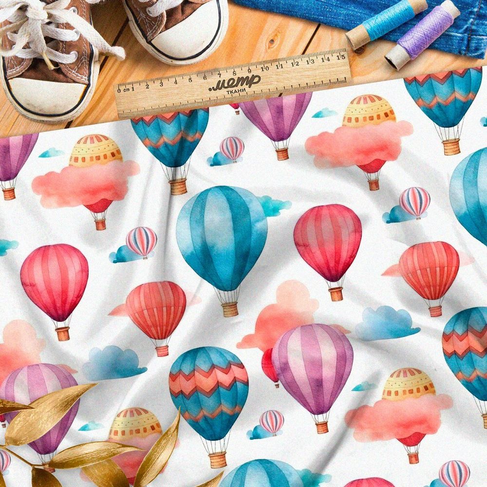 Ткань премиум таффета разноцветные воздушные шары