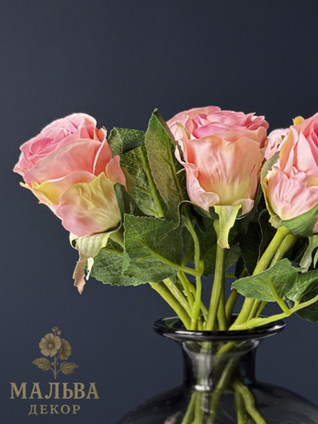 Роза розовая искусственный цветок 30 см