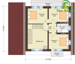 Двухэтажный Дом с навесом для машины 164 кв. м К-84