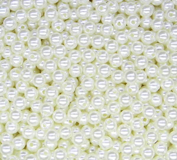 БА002НН6 Акриловые бусины круглые, цвет: слоновая кость, размер: 6 мм, 20 гр.
