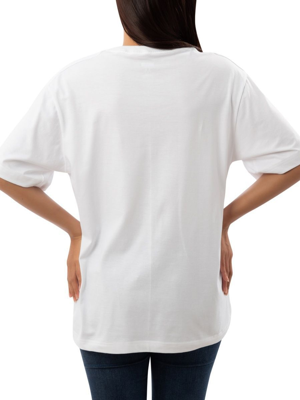 Футболка белая хлопковая с принтом бигль на мотоцикле оверсайз