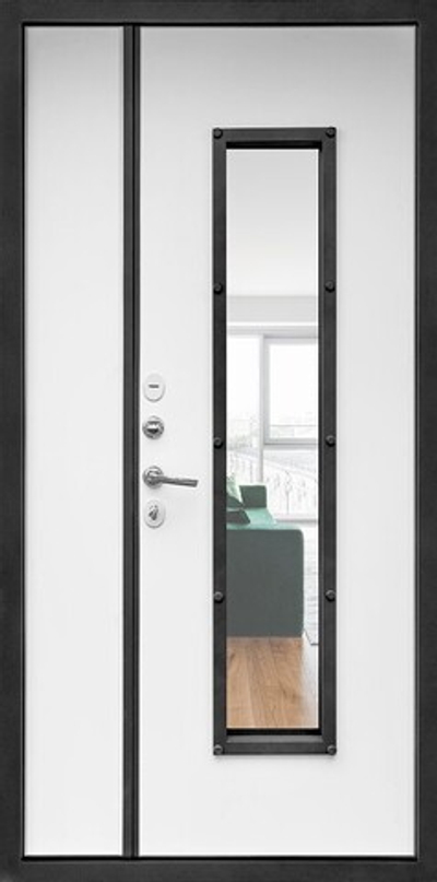 Двухстворчатая металлическая входная дверь со стеклопакетом - 1086