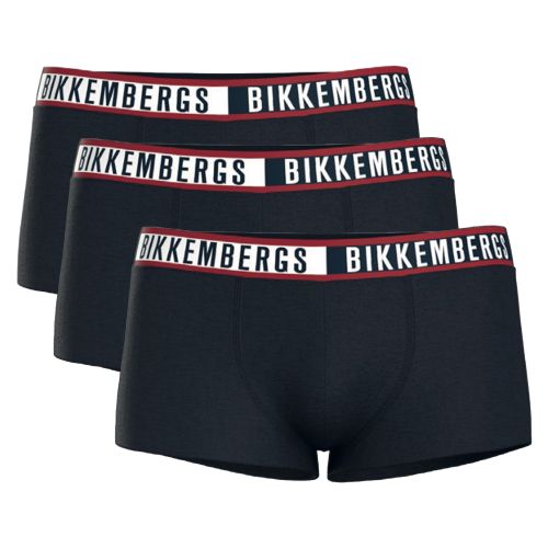 Мужские трусы боксеры темно-синие набор 3в1 Bikkembergs TWICE BKK52UTR29TR