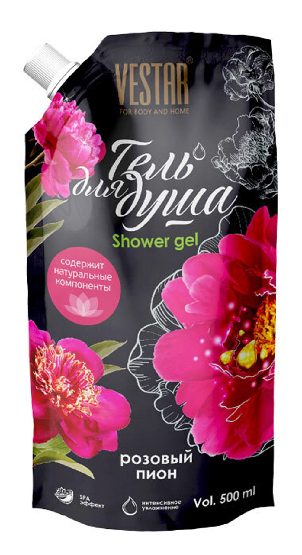 Гель для душа Vestar Розовый Пион 0,5 л.