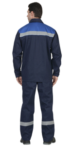 Костюм мужской куртка, брюки синий с васильковым с СОП 100% хлопок