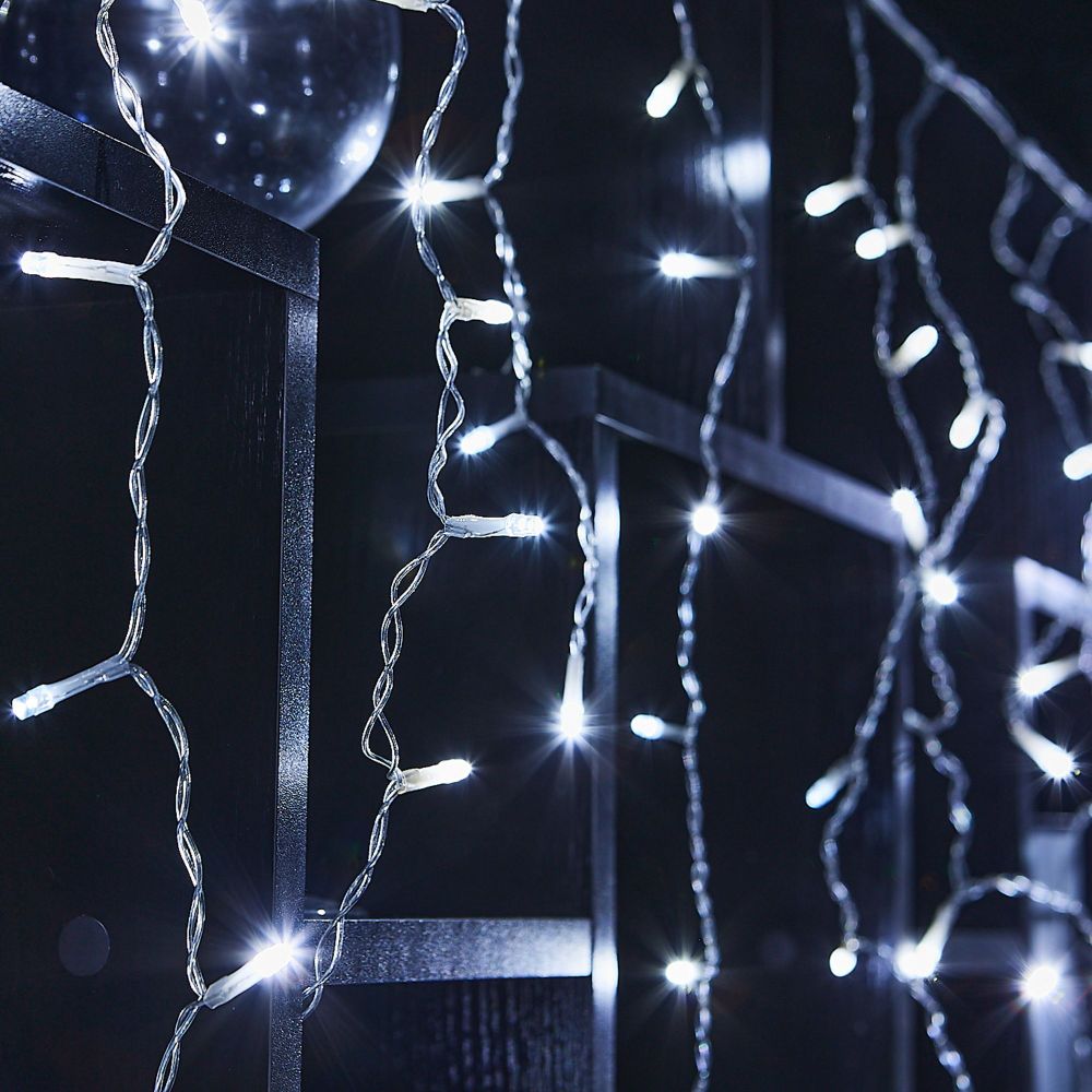 ULD-B25006-440-TTK WHITE IP44 Бахрома светодиодная с эффектом мерцания. 25м. Соединяемая. 440 светодиодов. Белый свет. Провод прозрачный. ТМ Uniel