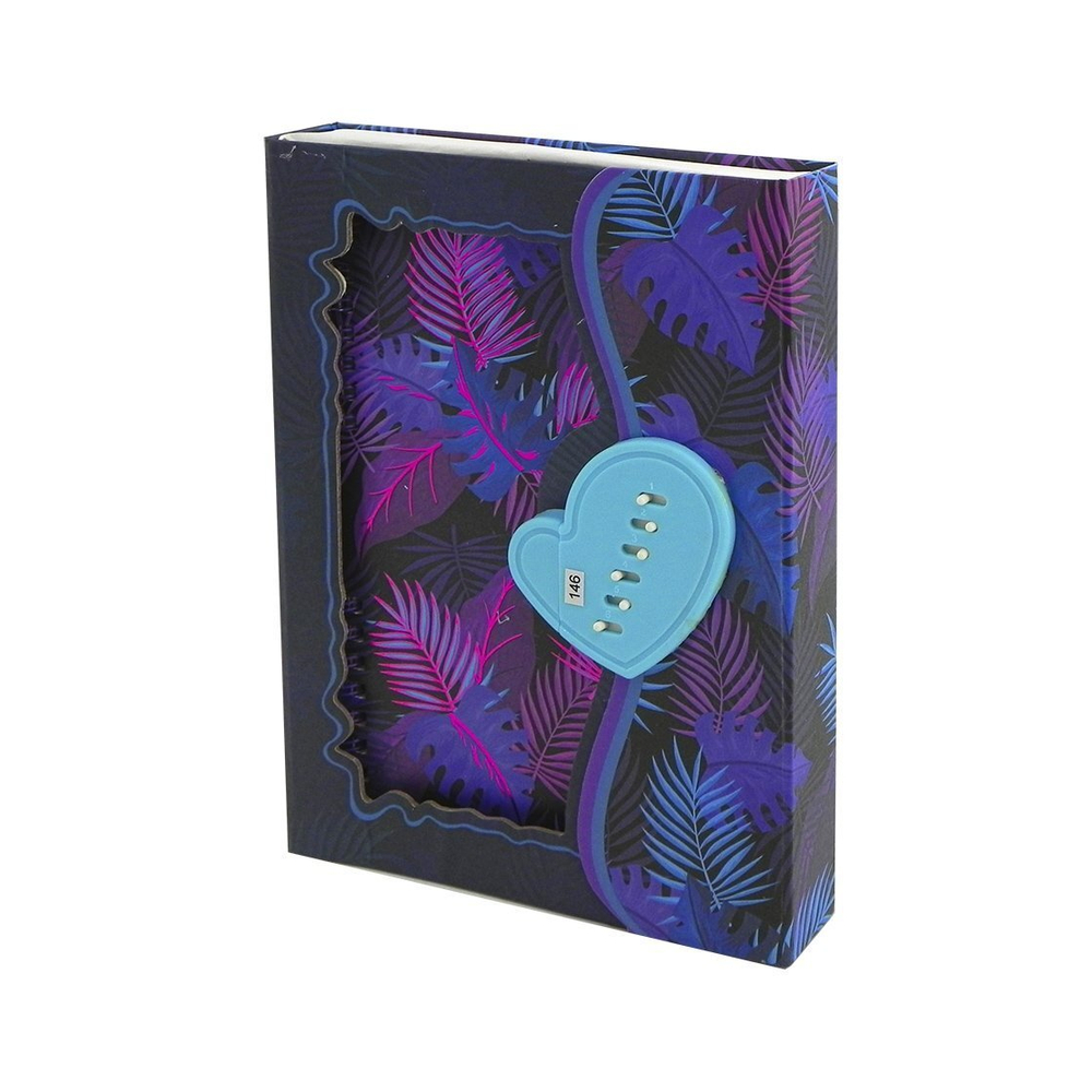 Блокнот в футляре 15,0 см * 21,0 см , гребень, Alingar, ламинация, фольга, код. замочек, 40 л., линия, "Яркая поляна цветов"