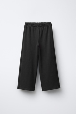 ZARA КОМПЛЕКТ ИЗ ТОЛСТОВКИ И БРЮК WIDE LEG ИЗ ТКАНИ ИНТЕРЛОК, ЧЕРНЫЙ